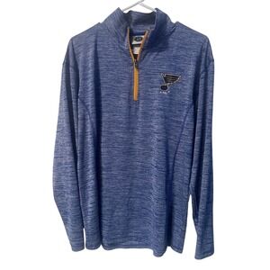 NHL St Louis Blues Mens Medium Quarter Zip Pullover Blue Space Dye Knights